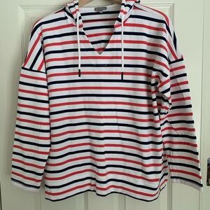 T by Talbots Red and Blue Striped hoodie